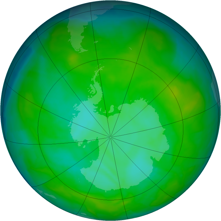 Antarctic ozone map for 19 December 2012